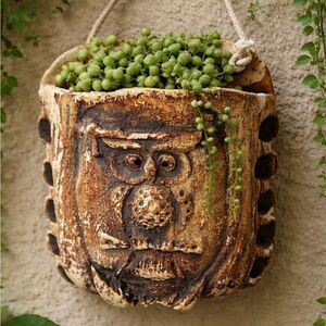 Vintage Clay Owl Wall  Planter